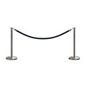 Montour Line Stanchion Post and Rope Kit Sat.Steel, 2 Flat Top 1 Dark Blue Rope C-Kit-2-SS-FL-1-PVR-DB-PS